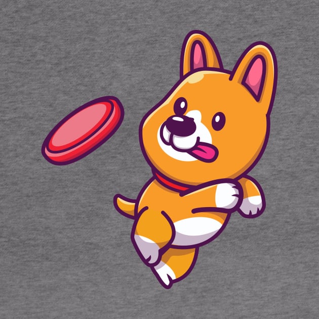 Cute Corgi Playing Frisbee by Catalyst Labs